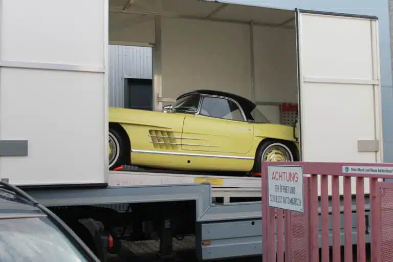 Classic car safely loaded
