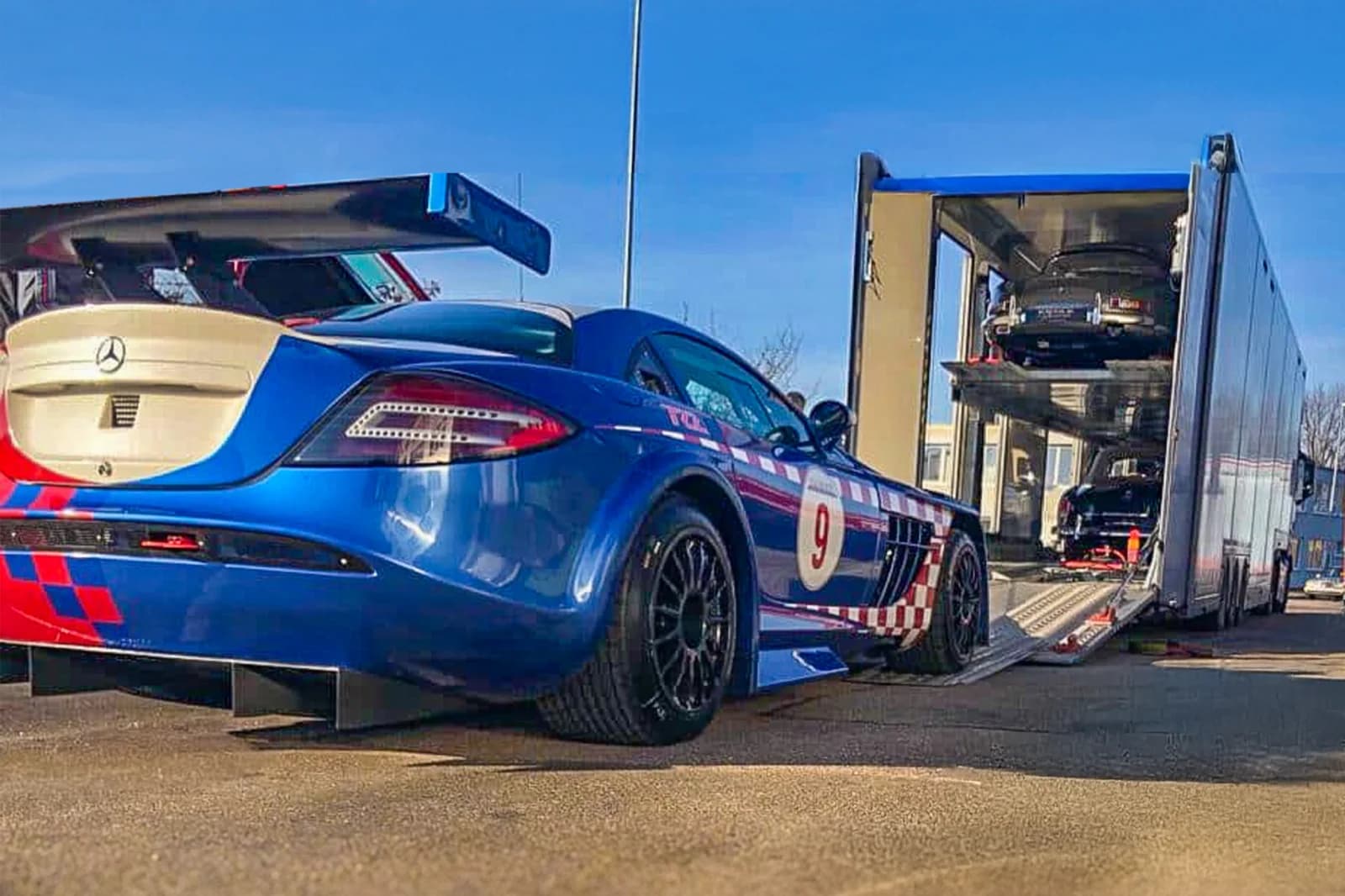 Race car being loaded